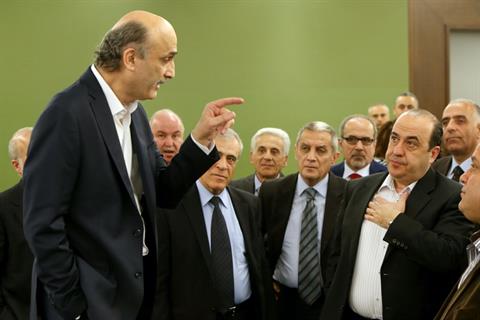 LF leader Samir Geagea speaks during a press conference in Maarab, Tuesday, Feb. 11, 2014. (The Daily Star/Aldo Ayoub, HO)