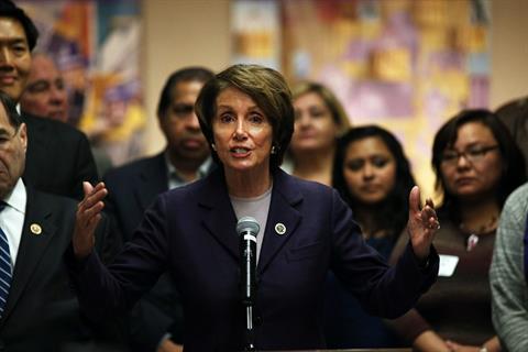 File - House minority leader Nancy Pelosi (D-CA) speaks to the media after meeting with local advocates for immigration reform at 32BJ-headquarters on March 31, 2014 in New York City. (Spencer Platt/Getty Images/AFP)