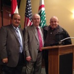 Walid Matta and Joe Sirghani pose with Lebanese Forces USA Coordinator Maurice Daaboul.