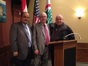 Walid Matta and Joe Sirghani pose with Lebanese Forces USA Coordinator Maurice Daaboul.