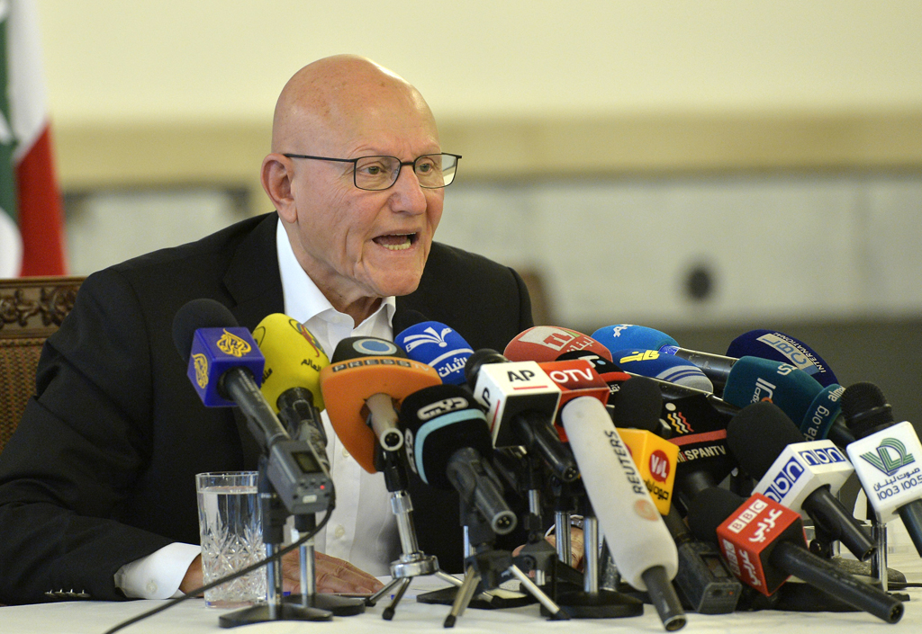 Lebanese Prime Minister Tammam Salam speaks during a press conference at Government Palace in downtown Beirut, Lebanon, 23 August 2015. Photo: EPA/WAEL HAMZEH