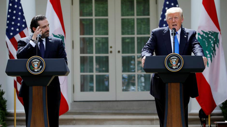 President Donald Trump, Lebanese Prime Minister Saad Hariri host joint press conference outside of The White House in Washington, DC on July 25. (Wire photo)
