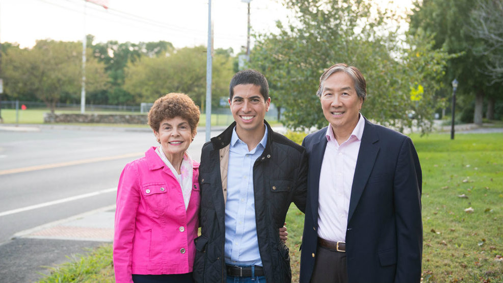 Dan Koh pictured with his parents, Dr. Howard Koh and Dr. Claudia Arrigg. (Campaign photos)