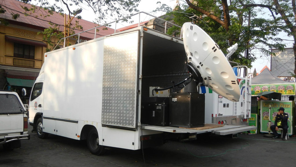 The photo shows a similar satellite truck that was stolen, but does not belong to LBC.