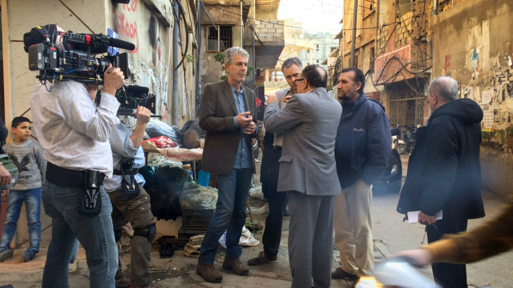 Anthony Bourdain and his crew shooting an episode in Beirut. (CNN)