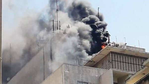 A fire was extinguished Tuesday at the American University of Beirut Medical Center. (Lebanese National News Agency)