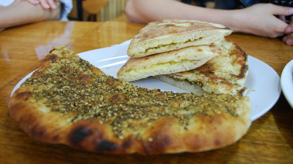 The zataar and cheese manousheh is a staple of Lebanese breakfast. (File photo)