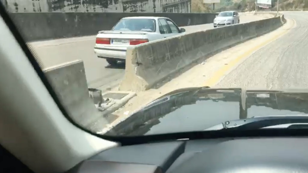 A viral video circulating on social media appears to show a wrong-way driver in Lebanon. (Facebook/Screen grab)