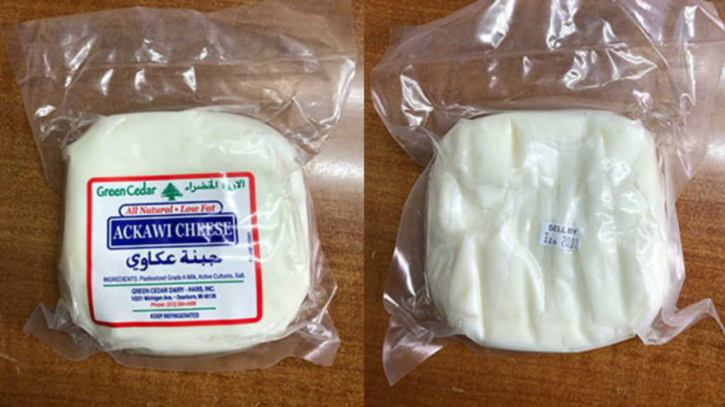The recall affects Green Cedar Dairy Ackawi Cheese bearing a "sell by" date of March 26, 2019 or later, according to the FDA. (FDA provided photos)